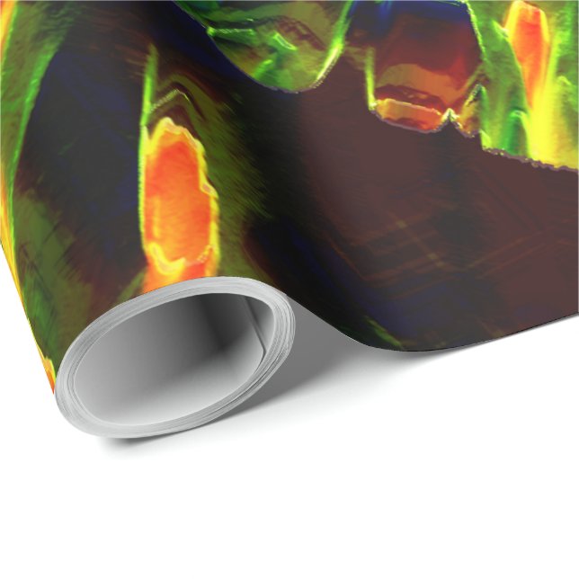 Papel De Regalo El verde se drena en llamas (Esquina del rollo)