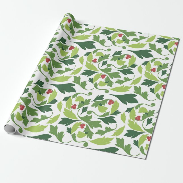 Papel De Regalo El victoriano Holly deja a los Navidades envolvien (Desenrollado)