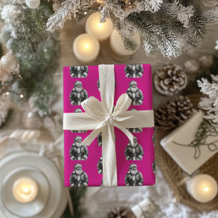Papel De Regalo El viejo Santa Claus de Hot Pink