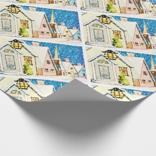 Papel De Regalo El vintage contiene nieve del pueblo de los