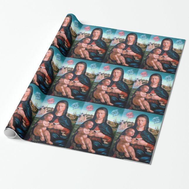 Papel De Regalo El Virgen María bendecido con Jesús y ángeles (Desenrollado)