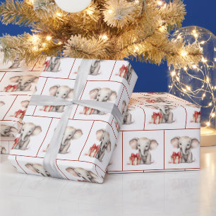 Papel De Regalo Elefante acuarela de los navidades
