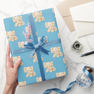 Papel De Regalo Elefante bebé en Aqua