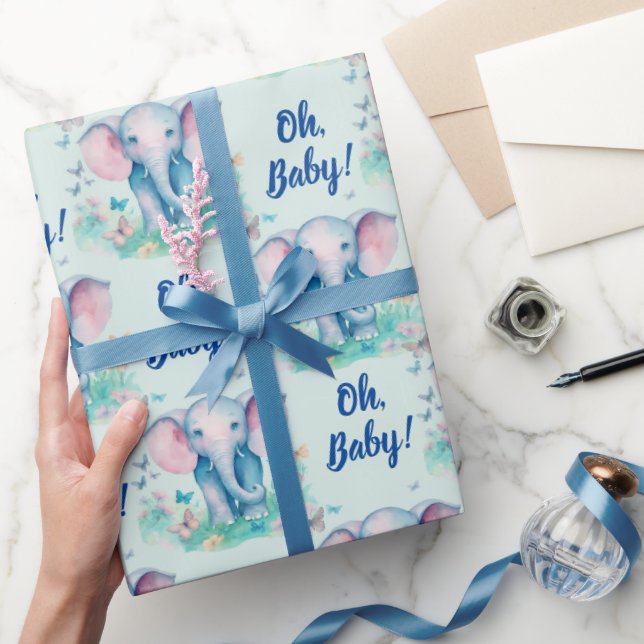 Papel De Regalo Elefante bebé Oh niño pequeño Baby Shower (Regalar)