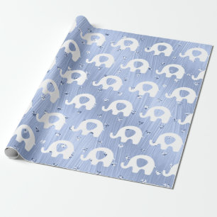 Papel De Regalo Elefante blanco azul Baby Shower Princess Boy