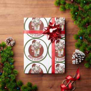 Papel De Regalo Elefante Blanco de Navidad