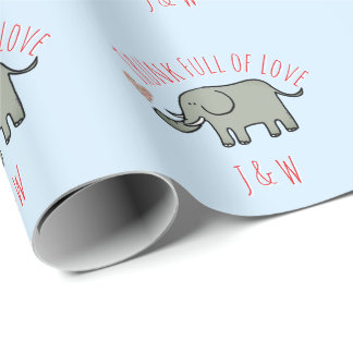 Papel De Regalo Elefante con inicial personalizada lleno de amor