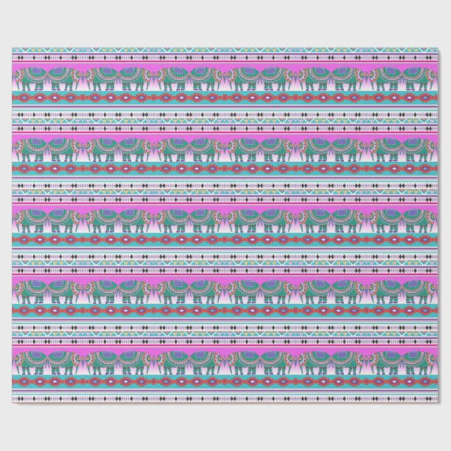 Papel De Regalo Elefante con patrón azteca (Superficie plana)