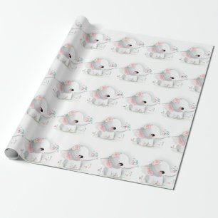 Papel De Regalo Elefante de bebé blanco