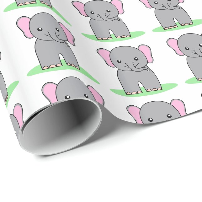 Papel De Regalo elefante de bebé lindo (Esquina del rollo)