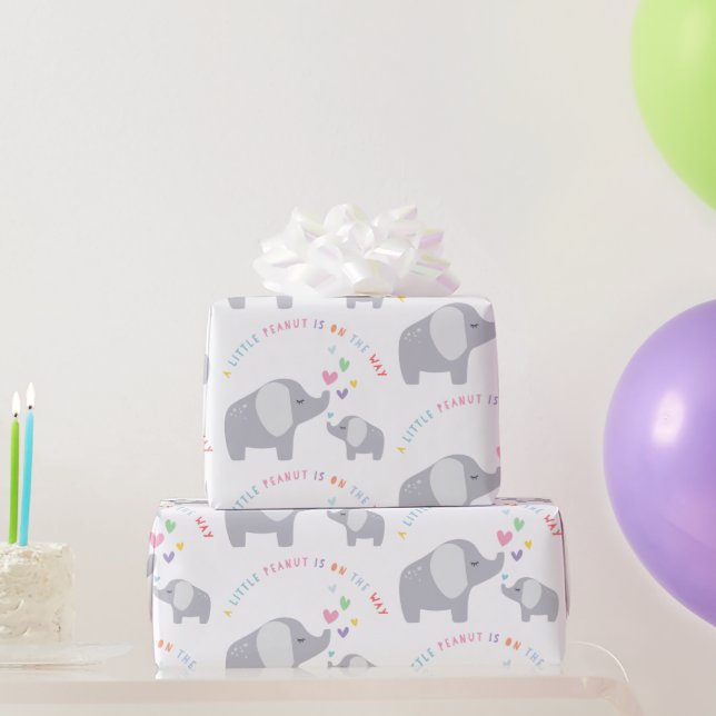 Papel De Regalo Elefante de cacahuate pequeño | BABY SHOWER | Arco (Regalos de fiesta)