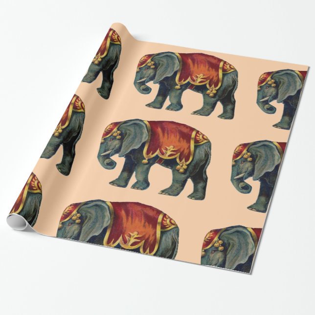 Papel De Regalo Elefante de circo de época (Desenrollado)