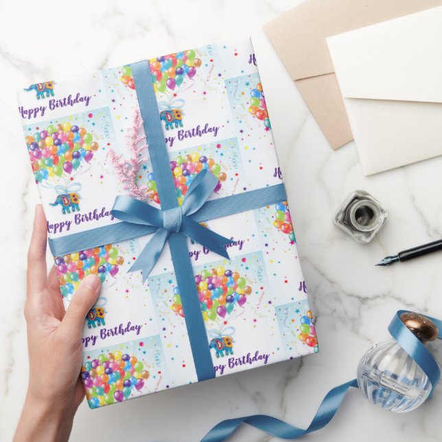 Papel De Regalo Elefante de cumpleaños (Regalar)