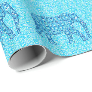 Papel De Regalo Elefante de flores de Lotus - turquesa