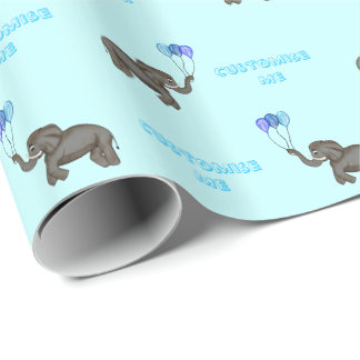 Papel De Regalo Elefante de la Celebración (Azul)