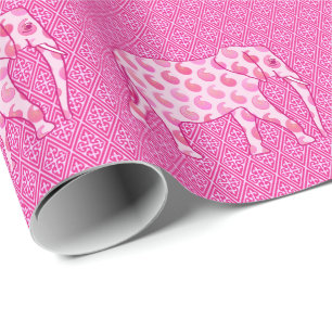 Papel De Regalo elefante de paisley - rosa hielo y fucsia