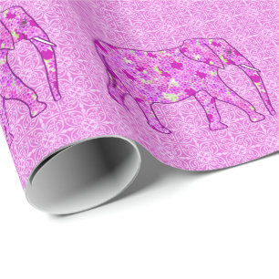 Papel De Regalo Elefante flor - orquídea y magenta