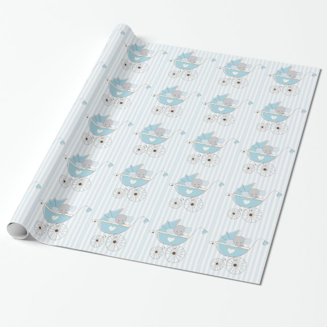 Papel De Regalo Elefante hermoso de los azules cielos (Desenrollado)