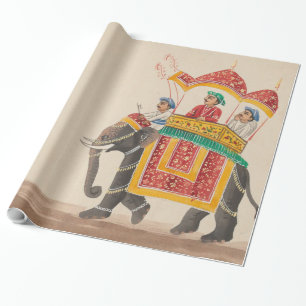 Papel De Regalo Elefante indio decorado con un Howdah con canopas