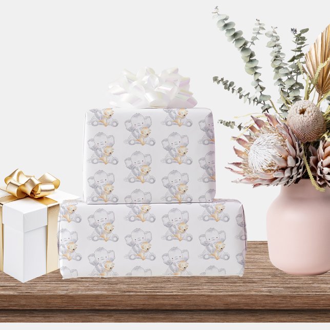 Papel De Regalo Elefante infantil moderno género Baby Shower neutr (Subido por el creador)