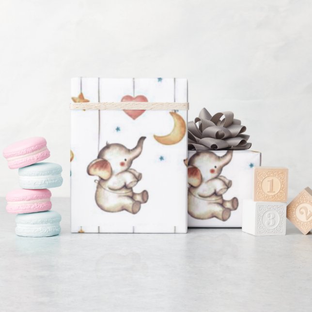 Papel De Regalo Elefante lindo  (Baby Shower)