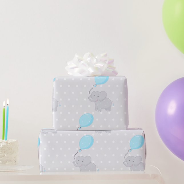 Papel De Regalo Elefante lindo con globo (Regalos de fiesta)