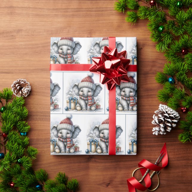 Papel De Regalo Elefante navidad con regalos (Regalo de vacaciones)