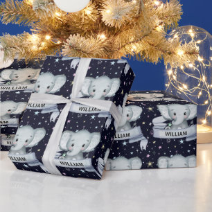 Papel De Regalo Elefante Niño Bonito Nombre Personalizado Estrella