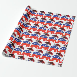 Papel De Regalo Elefante republicano que lleva un gorra de Papá
