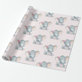 Papel De Regalo Elefante Rosa Girly Niña Bebé Ducha Primer Cumplea