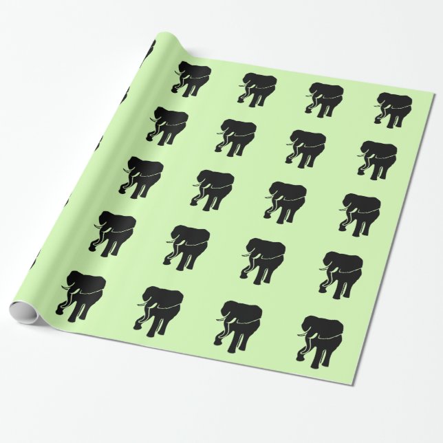 Papel De Regalo Elefante Verde Africano (Desenrollado)
