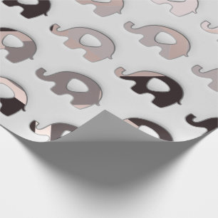 Papel De Regalo Elefantes 3D Gris Black Pastel Gris