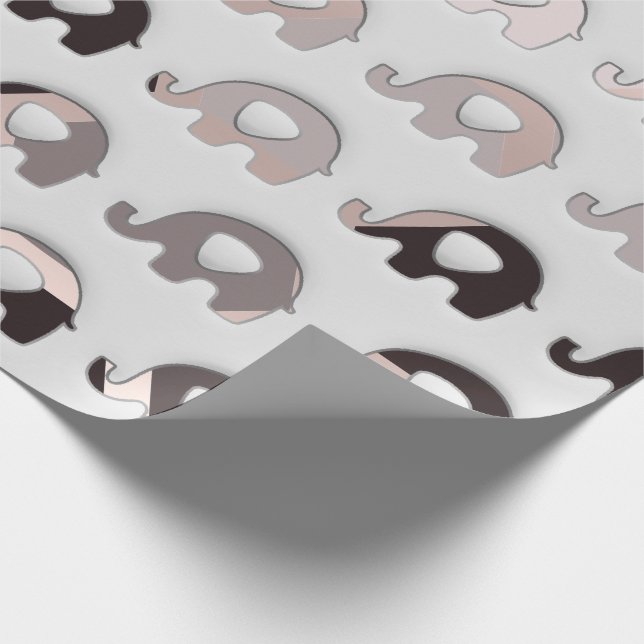 Papel De Regalo Elefantes 3D Gris Black Pastel Gris (Esquina)