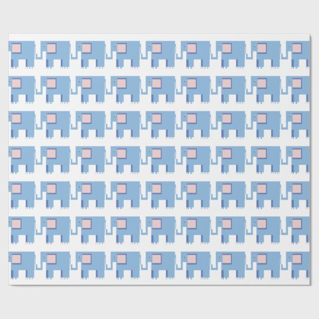 Papel De Regalo elefantes azules bebé giftwrap (Superficie plana)
