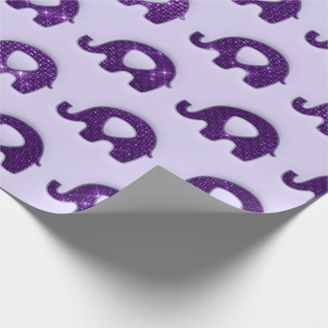Papel De Regalo Elefantes Baby Shower Boy Lavender Purple Spark (Esquina)