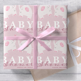 Papel De Regalo Elefantes Baby Shower Dusty Pink