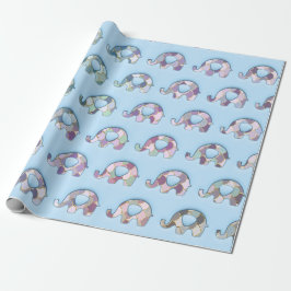 Papel De Regalo Elefantes Baby Shower Pink Blue Boy Chica Purple