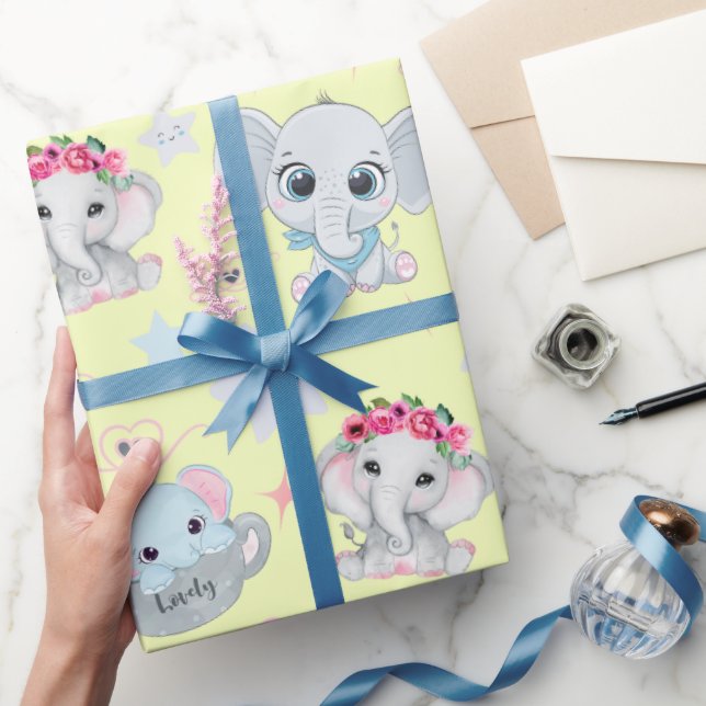 Papel De Regalo Elefantes bebés dulces y juguetones: Envoltura per (Regalar)
