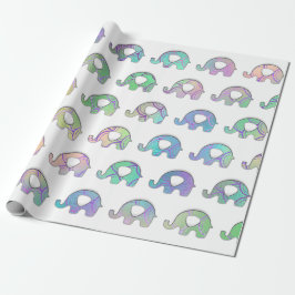 Papel De Regalo Elefantes Blancos Niña Niño Púrpura Mint VIP