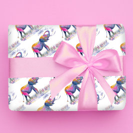 Papel De Regalo Elefantes Coloridos de Acuarela