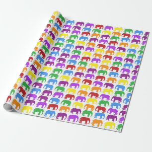 Papel De Regalo Elefantes coloridos del fiesta
