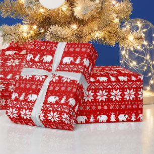 Papel De Regalo Elefantes Cuadros Navidades Patrón de vacaciones 