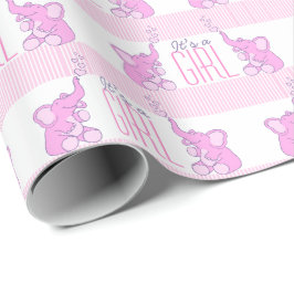 Papel De Regalo Elefantes es un envoltorio de ducha de bebé rosa c