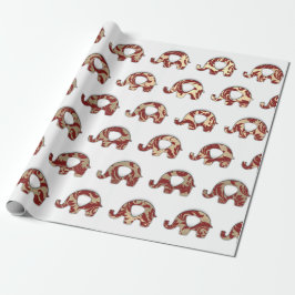 Papel De Regalo Elefantes Lux Oriental Burgund Champaigne Gold VIP