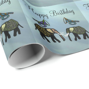 Papel De Regalo Elefantes metálicos del oro