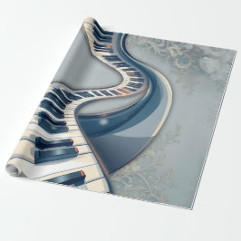 Papel De Regalo Elegance in piano keys and blossoms.