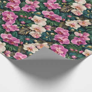 Papel De Regalo Elegancia Botánica de Orquídea Tropical