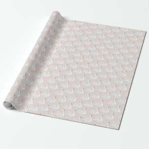 Papel De Regalo Elegancia Cisne: Patrón Blanco Ornamental.