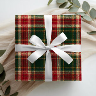 Papel De Regalo Elegancia Clásica del Tartán de Navidad a Cuadros