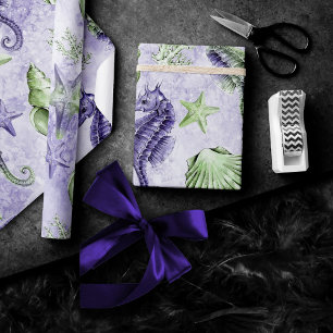 Papel De Regalo Elegancia Costera   Fiesta de Morado y Verde Lima